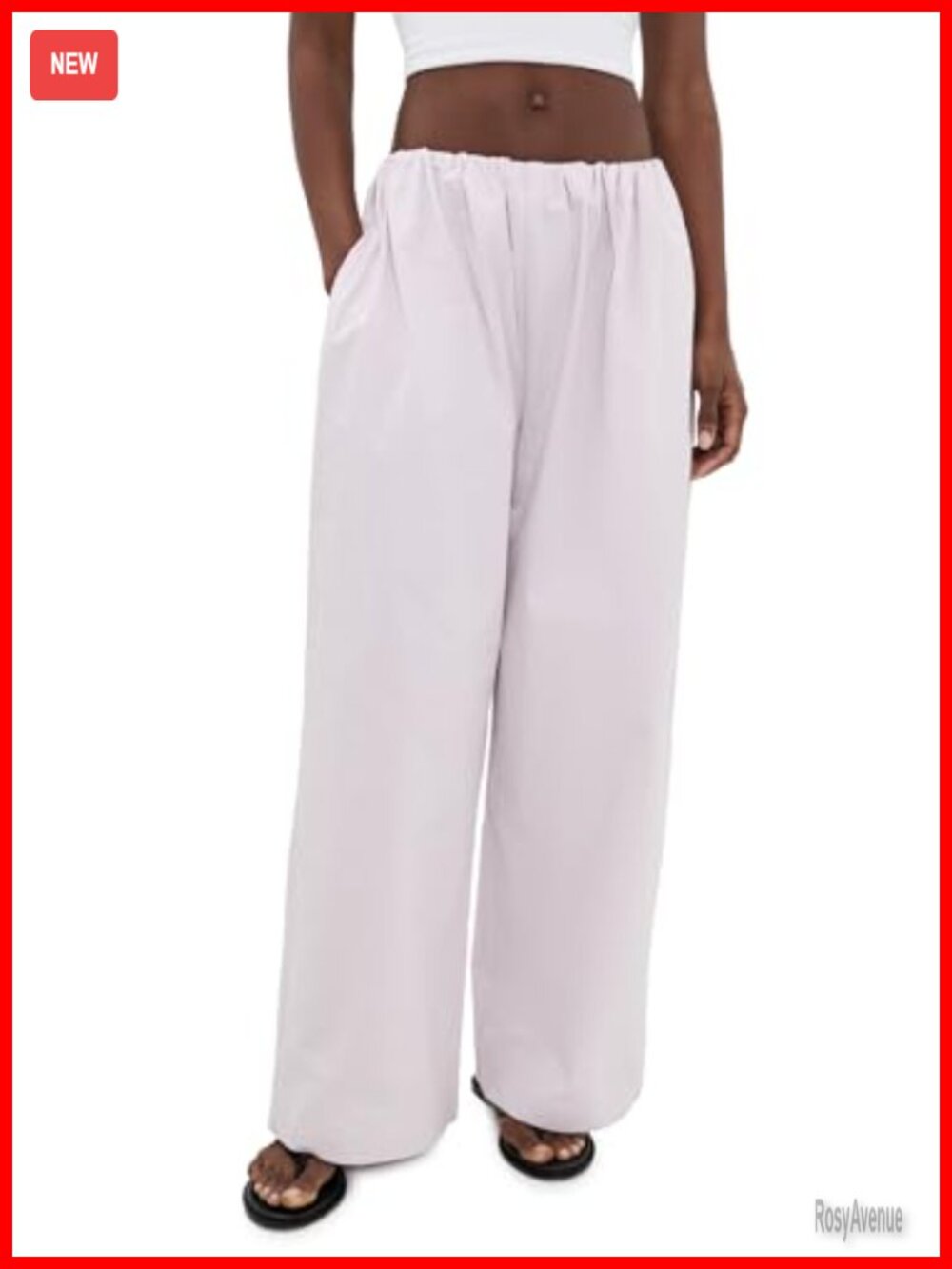 Lightweight Non-Stretch Twill Palazzo Pants Loose Fit Low Rise